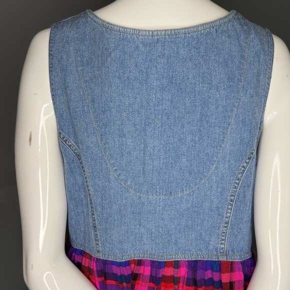 vintage 90s Carol Little : denim & plaid dress - Picture 7 of 16